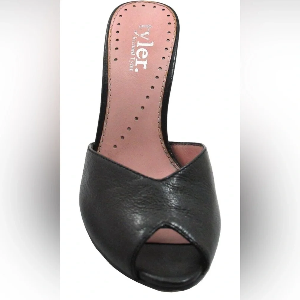 Tyler Wile Women Leather Designer Dress/Casual Slide Sandal, Black 8.5